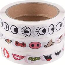 3pcs DIY Creative Cartoon Stickers, 6 Styles, Colorful Eyes, Nose, Mouth, Beard, Non Drying Stickers, Used For Handmade Crafts Decoration, School Storage, Handmade Stickers For Easter, Halloween, Christmas, And School Season,Stitch