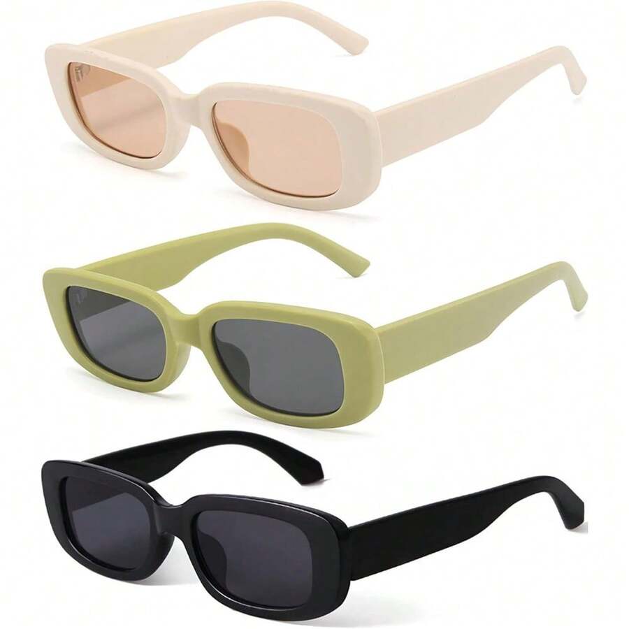 Retro Rectangle Sunglasses Women And Men Vintage Small Square Sun Glasses UV Protection Glasse - Camel - View 1