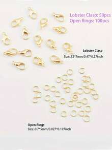 DIY 珠宝制作套件：多功能 60/150 件锌合金龙虾扣和跳环，适用于项链、手链等