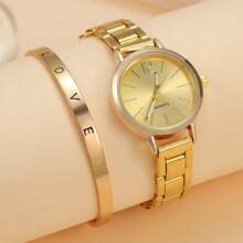 4pcs/Set Women's Fashion Small Dial Casual Elegant Quartz Wrist Watches, Versatile Quartz Watch
