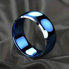 4pcs/Set Stainless Steel Blue & Black Tire Tread Pattern Rings For Men - Brushed Finish Engagement & Wedding Rings, Hypoallergenic, Timeless Jewelry - Multicolor - View 6