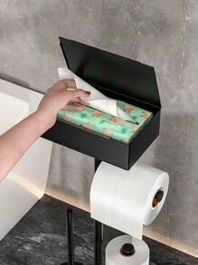 1 pieza Soporte de papel higiénico independiente de fácil instalación con almacenamiento - Sin taladro, organizador de baño de hierro forjado, decoración de baño, decoración de otoño