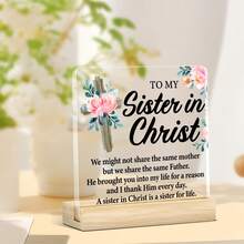 1pc Inspirational Christian Gift For Sister In Christ | Clear Acrylic Home Decor With Uplifting Message | Birthday Or Easter Faith Gift For Women | Scripture-Inspired Desk Sign