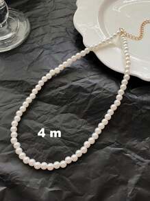 1 Stück 4m-12m Vintage französischer Perlenkette, simpler Choker mit zufälliger Perlenmenge