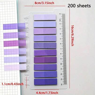 1400/1000/200 Piezas Pegatinas de índice de degradado de color Morandi, Pegatinas de marcador para estudiantes, Notas adhesivas de oficina, Notas adhesivas transparentes de PET, 200 Piezas/Hoja, Útiles escolares, Vuelta al colegio