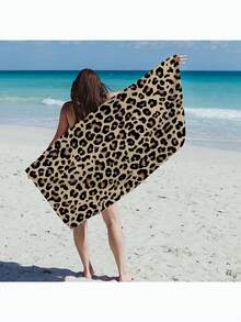 1pc Leopard Pattern Beach Towel, Extra Large & Ultra-Soft Microfiber Quick Dry Beach Towel, Lightweight And Suitable For Travel, Swimming, Camping Beach Essentials - Multicolor - View 13