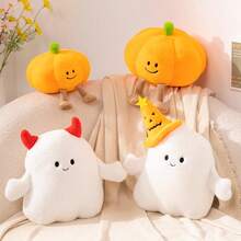 1pc Cute Halloween Pumpkin Plush Doll Cushion, Curly Black Cat Plush Doll, Birthday Gift, Demon, Ghost, Spider Plush Pillow, Home Activity Decor, Funny Halloween Decoration Gift - Multicolor - View 6