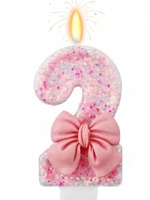 Velas com números da série Cute Pink Bow de 0 a 9, velas para decoração de bolo de aniversário, artigos para festas com atmosfera, adequadas para festas de aniversário, festas de revelação de gênero, festas de inauguração, festas de casamento, festas monocromáticas, noite das mulheres, festas temáticas, itens essenciais para 1º a 100º aniversário