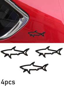 1pc Car Shape 3D Metal Sticker, Simple And Practical Multifunctional Shark Badge Sticker, Car/Motorcycle/Gas Cap Decoration Emblem, Suitable For All Vehicle Exterior