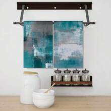 2/4pcs Set Teal & Gray Watercolor Print Kitchen Towels - Super Absorbent Double-Sided Plush, Dish Cloths For Cooking, Baking & Cleaning - Great Home Decor Choice 15.75inch*23.62inch/40cm*60cm