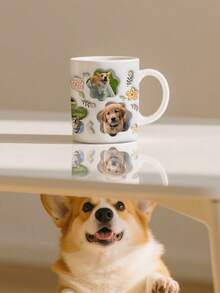 1pc Customized Mug, Coffee Cup, Colorful Floral Pattern Pet Photo Collage Coffee Mug, Best Gift For Pet Lovers - Multicolor - View 5