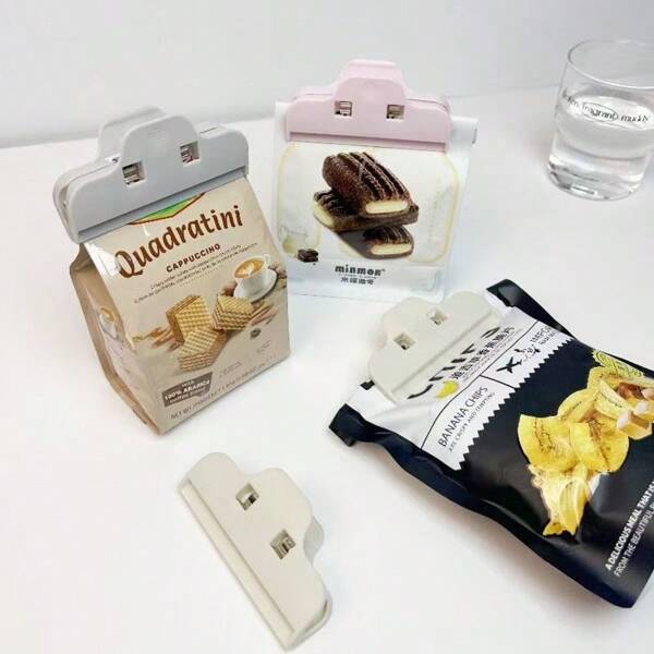 Sluitclip, keukenclip voor snacks, sterke clip voor voedselzakken, sluitapparaat voor plastic zakken, vochtbestendig en vershoudend sluitapparaat, willekeurige kleur
