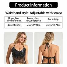 Sparkly Sleeveless Crop Top For Halloween, Belly Dance, Stage Performance, Party - Multicolor - View 3