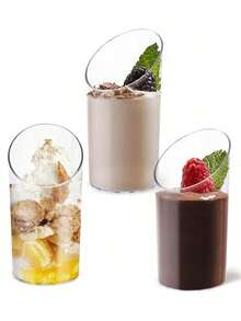 0 piezas/20 piezas/30 piezas/40 piezas Taza de mousse con ángulo redondo, taza de pudín transparente, suministros para fiestas, bodas y servicio de catering, recipiente para alimentos, mini taza para postre y aperitivo, apta para fiestas, bodas, catering, helado, frutas, leche y pudín, artículos de cocina