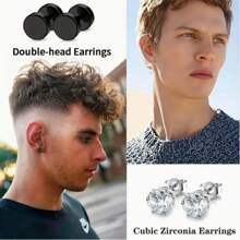 12pcs/Set Men's Punk Style Stainless Steel Earring Studs Set, Creative & Fashion Jewelry Ear Piercings For Men