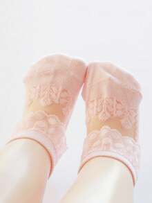 1 Pair Baby/Toddler Mesh Breathable Lace Trim Ankle Socks, Suitable For Newborns Daily Wear - Multicolor - View 40