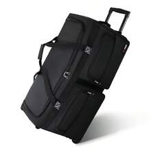 Bolsa de lona con ruedas y asa de 76 cm (30 pulgadas), bolsa de viaje plegable con ruedas de poliéster para hombres y mujeres, color negro - 30" negro - Ver 1
