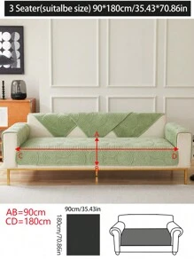 1pc Sofa Cushion Cover, Modern Minimalist Non-Slip Sofa Throw Blanket, All Season Machine Washable Dust-Proof Thick Plush Couch Cover, Green Living Room Decor Gift, Washable Non-Fading Soft Plush, Pet Friendly Fit L-Shaped Sofa And 1/2/3/4 Seats, Adjustable For Bedroom