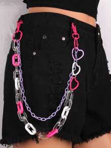 1Pc Random Color Mushroom Acrylic Pendant Double Layer Chain Hip Hop Waist Chain