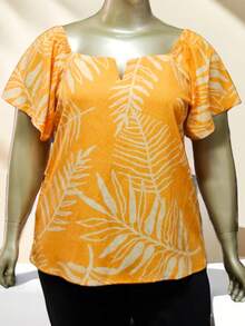 Women's Plus Size  Blouse - Hoja de naranja Est. - Ver 2