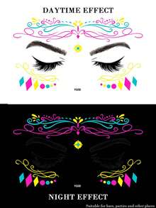 Sticker Pack: 5/3/1pc Essential For Fashion Leader! Neon Headpiece Decorative Stickers, Perfect For Music Festivals, Costume Parties, Graduation/Back To School Parties, Your Exclusive Nightclub Look, Express Your Personalized And Let Your Beauty Shine At Night! - MultiWarna - View 9