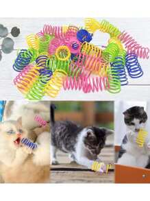 Juguete para gato que se juega solo, muelle de plástico de colores de rebote interactivo para gatos, suministros para gatos, juguetes de muelle espiral/papel arrugado para gatos, 2/4/8/10/12/14/20/30/40/50/60 piezas, juguetes creativos para matar el tiempo y mantener la salud, juguetes de plástico resistente de colores para golpear, morder, cazar, adecuados para gatitos, regalo de San Valentín para gatos/perros