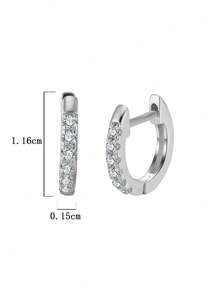 2 peças de brincos minimalistas e modernos de prata esterlina 925 com moissanita em formato de U, adequados para uso diário feminino, festas, férias, dia dos namorados, dia das mães, joias para presente de aniversário