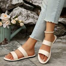 1 Pair Women's Double Strap Flat Sandals, Comfortable Casual Shoes Suitable For Summer Outdoor And Beach Travel, Bohemian Style