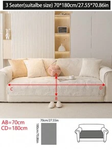 1pc Modern Simple Anti-Slip Sofa Cover Slipcover, Washable Dustproof Thick Sofa Protector Suitable For Living Room Couch, Bedroom L-Shaped Or 1/2/3/4 Seat Sofa, Pet Friendly, Cream Color Decorative Gift