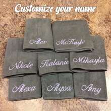 【定制】卸妆巾，个性化定制洗脸巾，绣花超细纤维面巾，女士礼物，睡衣派对沐浴SPA用品，伴娘圣诞美容配件 - 均碼 - 查看 1