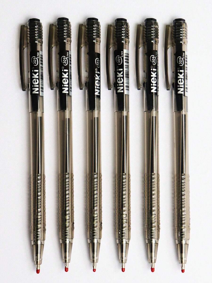 tenton 6支装简约透明黑色按压式中性笔 重返校园