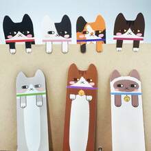 5件/10件/15件/20件/30件齐雨书签，30张卡通双面猫主题简约创意奇形书签，学生随机发货，返校