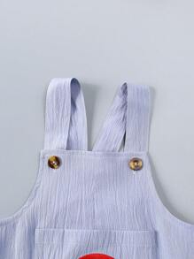 2pcs/Set Toddler Boys Fashionable, Simple Casual & Cute Rainbow Striped Short Sleeve Top With Bib Shorts, Spring/Summer