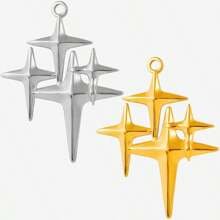 2pcs Minimalist Stainless Steel Heart & Asymmetric Geometric Sunflower Pendant Accessories, Necklace & Earrings Crafting DIY Jewelry Charms, Gold/Silver Plated