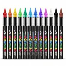 Długopis z pędzelkiem akrylowym, automatyczna kontrola tuszu, zestaw miękkich markerów pędzlowych, wodoodporny i o wysokim nasyceniu, idealny do drewna, metalu, plastiku, płótna, tkaniny, szkła, ceramiki, malowania skał, artykuły artystyczne DIY, artykuły szkolne, powrót do szkoły