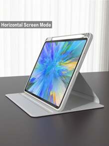 Rotating Case Compatible With IPad 5th/6th/7th/8th/9th/10th/11th Gen, Mini 6th/7th Gen, Air 1st/2nd/3rd/4th/5th/11-In.(M2)/11-In.(M3)/13-In.(M2)/13-In.(M3) Gen, Pro 12.9-In. (3rd/4th/5th/6th Generation) With Built-In Apple Pencil Holder, 360 Degree Rotation Protective Stand Cover Clear Back, Auto Wake/Sleep-Grey