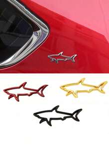 1pc Car Shape 3D Metal Sticker, Simple And Practical Multifunctional Shark Badge Sticker, Car/Motorcycle/Gas Cap Decoration Emblem, Suitable For All Vehicle Exterior
