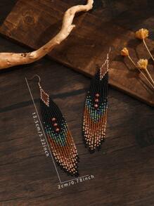 1 Pair Women Fashionable Tassel Earrings, Bohemian Style, Retro Palace Ombre Glass Bead Decor, Handmade Beaded, Elegant & Suitable For Daily Wear, Ideal Gift For Holidays