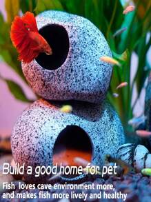Aquarium Hidden Rock Caves, Betta Fish Tank Accessories Hiding Place Decorations, Betta Fish Toy Tunnel Fish Holes, Ceramic And Glass Container Accessories, Suitable For: Breeding, Playing And Resting Of Aquatic Pets