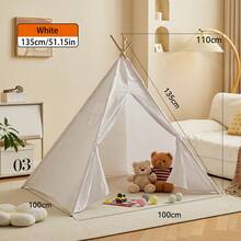 便携式儿童帐篷、DIY儿童游戏屋、婴儿房装饰、儿童帆布帐篷、圆锥形帐篷、儿童迷你沙滩帐篷、男孩女孩礼物 - 彩色 - 查看 16