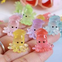 Glow In The Dark Octopus Resin Decoration, Creative Cartoon Micro-Landscape Beach Ocean Fish Tank Decor, Fluorescent Marine Animal Model, Assorted Color, Wholesale Gifts Birthday Graduation