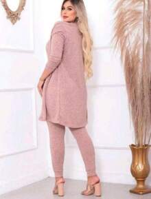 Conjunto De Frio De Lãzinha - Conjunto 3 Peças Cardigam Alongado + Regata + Calça Jogger Com Cós Ajujstável E Bolsos Kimono Cardigan Moltetom Inverno Estiloso