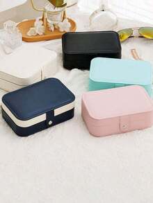 1pc Flip-Top Jewelry Box, Can Store Necklaces, Rings, Pendants, Bracelets, Earrings And Other Accessories, Suitable For Bedroom, Vanity, Drawers And Other Home Storage And Organization, An Essential For Women On Valentine's Day And Summer, Also An Ideal Choice For Travel And Back-To-School Season - Multicolor - View 10