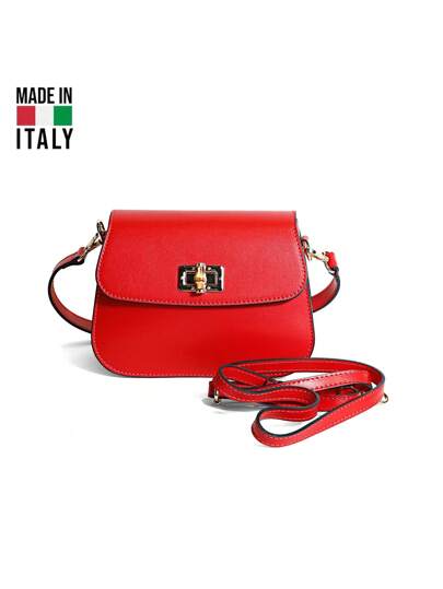 Bolso de hombro/cruzado de mujer de piel genuina de ternera con estampado de alta calidad, estilo vintage y cierre de bambú, fabricado en Italia