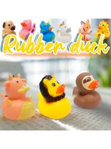 2/4/10 pièces L'assortiment le plus grand de canards en caoutchouc, jouets, cadeaux d'anniversaire et incitations pour le bain, activités estivales pour la plage et la piscine (aléatoire)