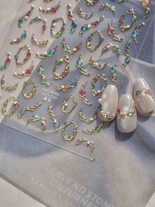 1片5D水晶钻石高品质美甲贴纸，可爱甜美风格美甲贴纸，宝石项链美甲贴纸，送给女孩的完美礼物