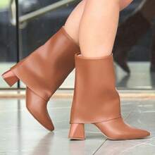 Women's Envelope Boot Mid-Calf Pointed Toe Geometric Heel 7.5cm Comfortable Modern Sophisticated - Lạc đà - Xem 1