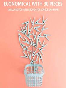 60Pcs Mini-Sized Garment Clips With Storage Baskets Made Of Waterproof Material, With Strong Snap Fasteners, Extremely Durable, Suitable For Drying All Kinds Of Clothes, Displaying Photos, Attaching Star Stickers, Etc.