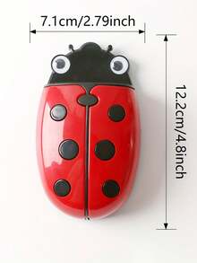 1个瓢虫磁性笔筒和橡皮擦 - 双用途白板配件，卡通塑料收纳盒，适合家庭和办公室装饰，红色带黑色圆点，PP材质，便携式设计，完美便携耐用，适合学校和办公室使用/返校礼物，文具