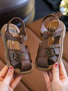 1 Pair Korean Style Fashion Kids Hook And Loop Soft Bottom Anti-Slip Sandals